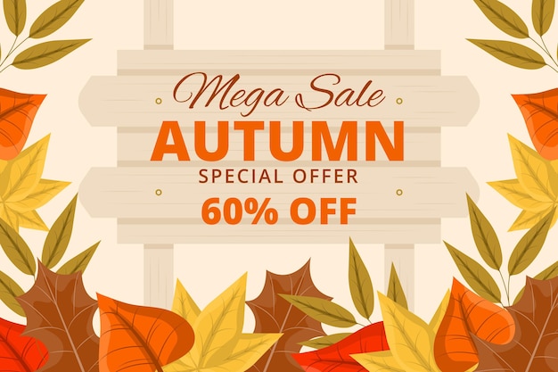 Flat autumn sale background