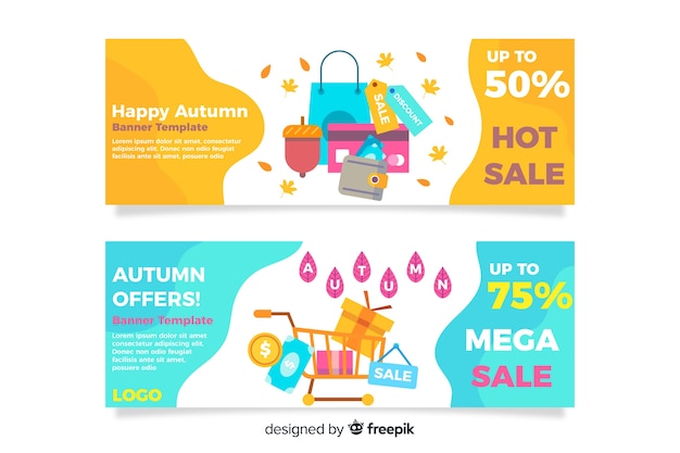 Free vector flat autumn sale banner collection