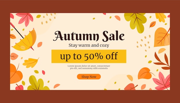 Flat autumn sale banner template