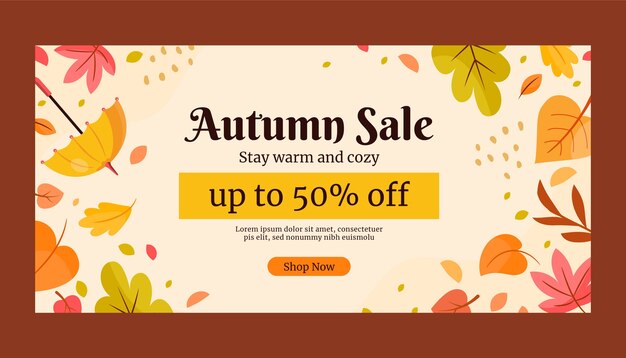 Flat autumn sale banner template