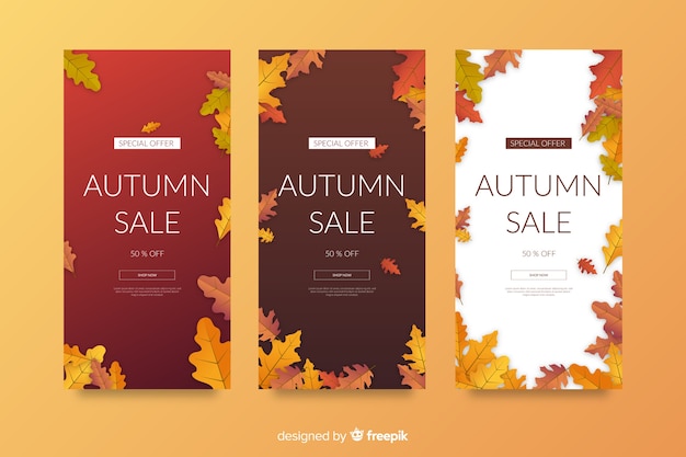 Free vector flat autumn sale banners template