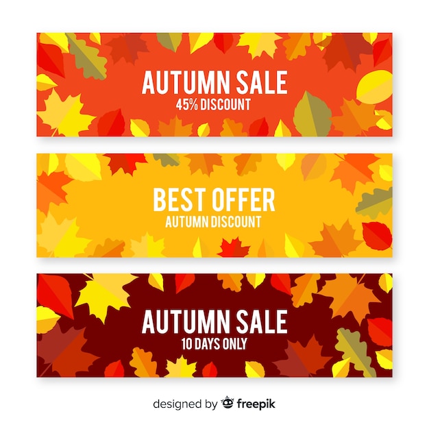 Flat autumn sale banners template