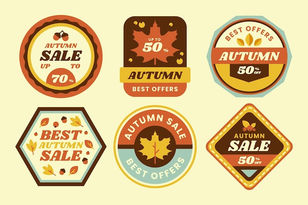 Free vector flat autumn sale labels collection