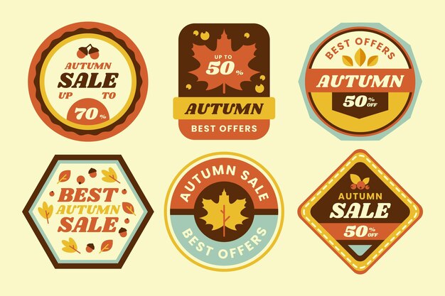 Flat autumn sale labels collection