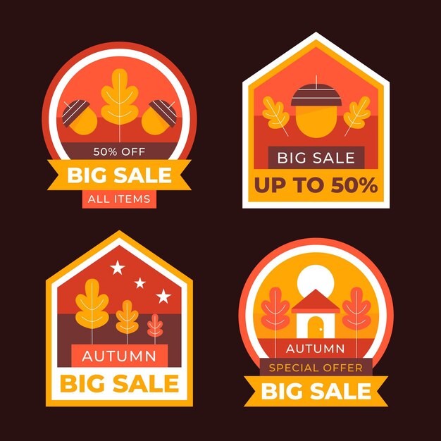 Free vector flat autumn sale labels collection