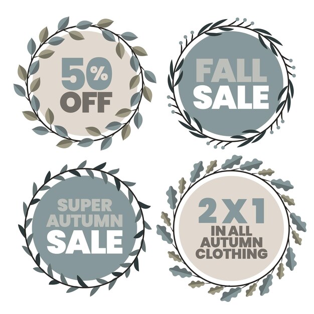 Flat autumn sale labels collection