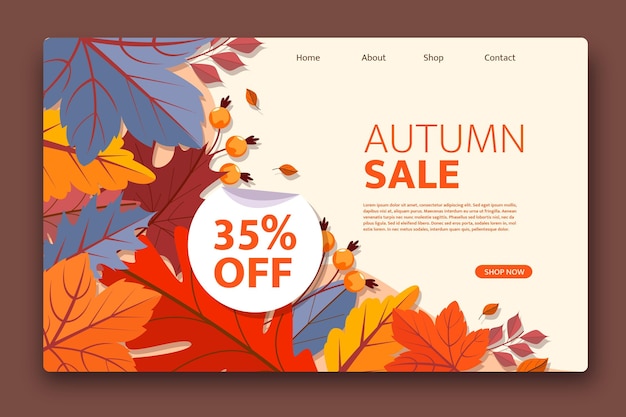 Free vector flat autumn sale landing page template