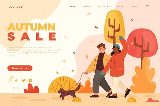 Free Vector flat autumn sale landing page template