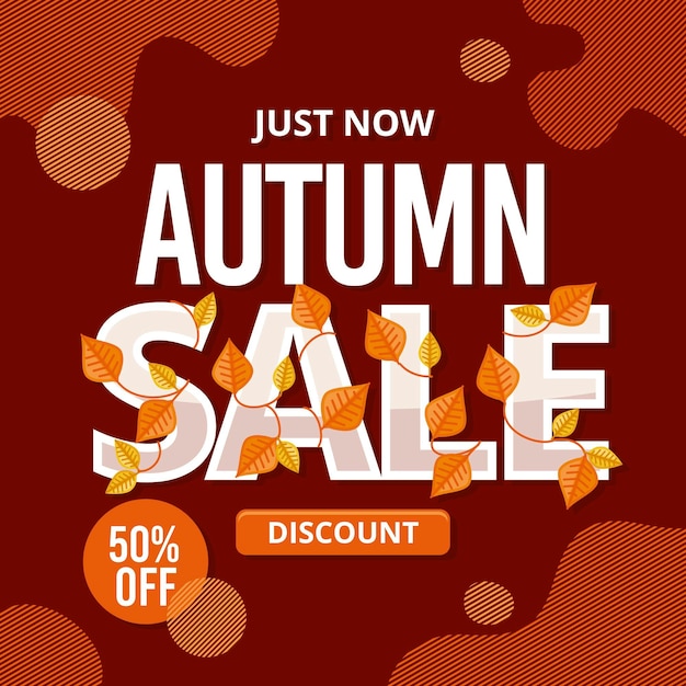 Free vector flat autumn sale promotional message