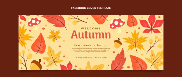 Flat autumn social media cover template