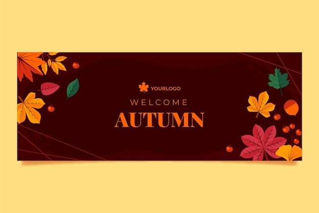 Flat autumn social media cover template