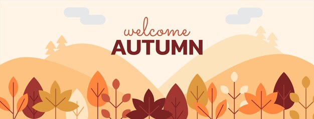 Flat autumn social media cover template