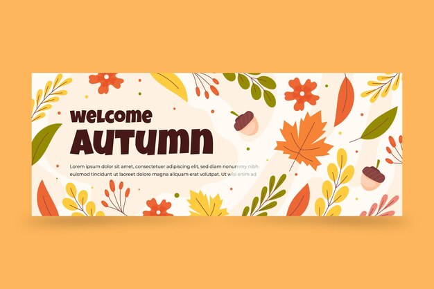 Flat autumn social media cover template