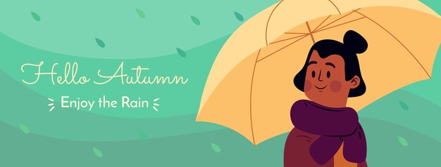 Flat autumn social media cover template