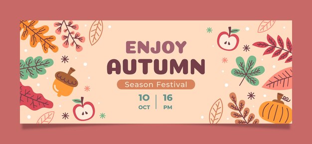 Flat autumn social media cover template