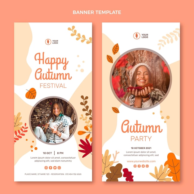 Free vector flat autumn vertical banners set