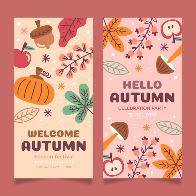 Free vector flat autumn vertical banners set