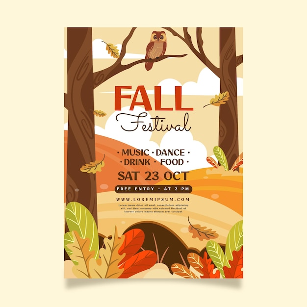 Free vector flat autumn vertical flyer template