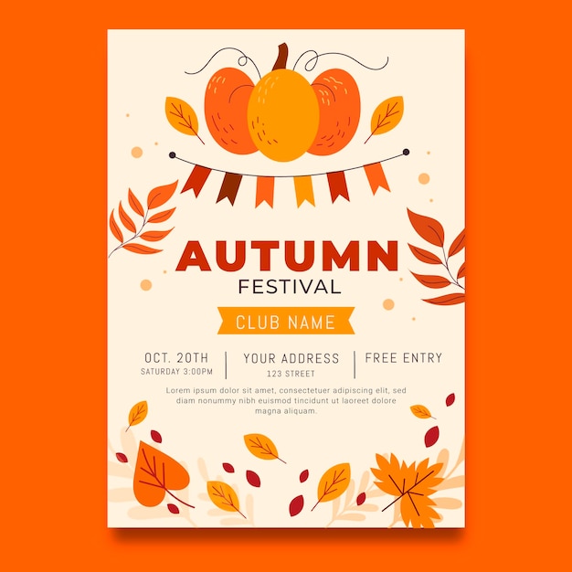 Free vector flat autumn vertical flyer template