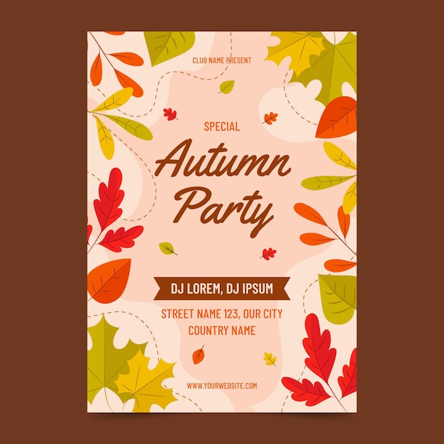 Flat autumn vertical flyer template
