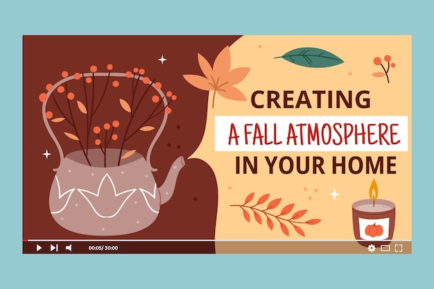 Free vector flat autumn youtube thumbnail