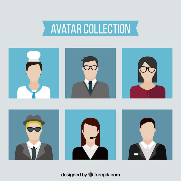 Flat avatar collection with modern style