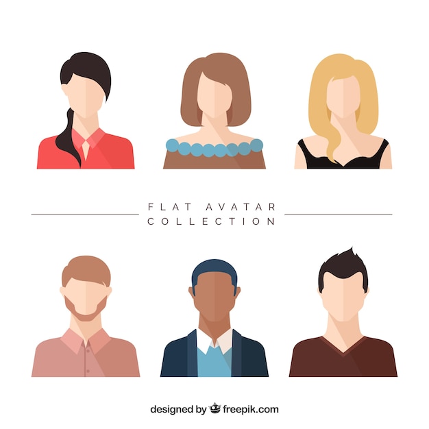 Flat avatar collection with professional style