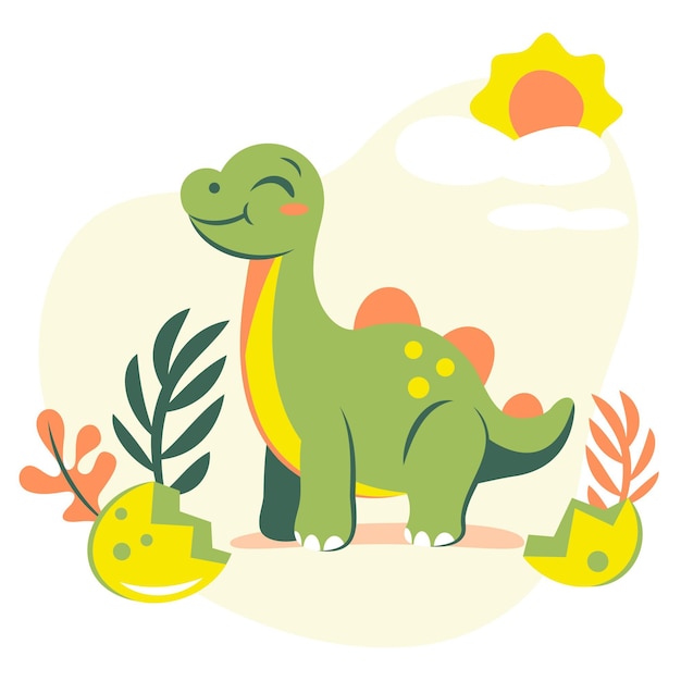 Free vector flat baby dinosaur illustrated