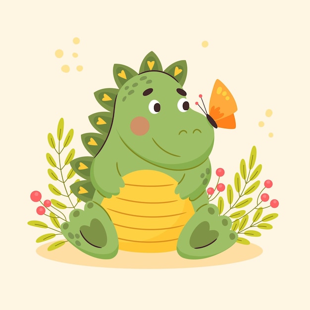 Free vector flat baby dinosaur illustrated