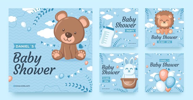 Flat baby shower for boy instagram posts collection