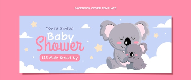 Шаблон обложки для социальных сетей с плоским детским душем
