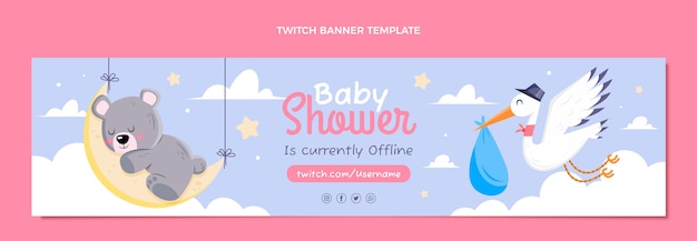 Flat baby shower twitch banner