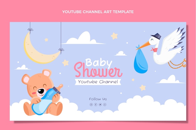 Flat baby shower youtube channel art