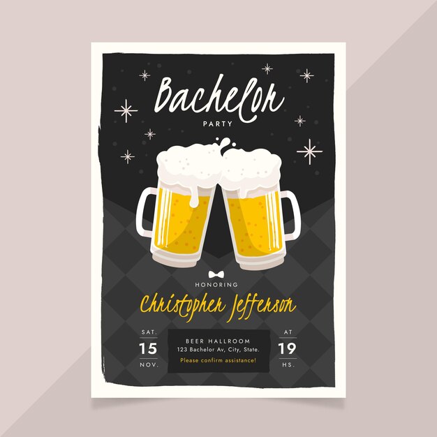 Flat bachelor party invitation template