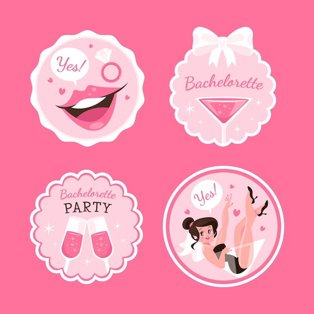 Flat bachelorette party labels collection