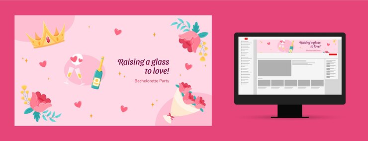 Free Vector flat bachelorette party youtube channel art