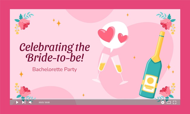 Free vector flat bachelorette party youtube thumbnail