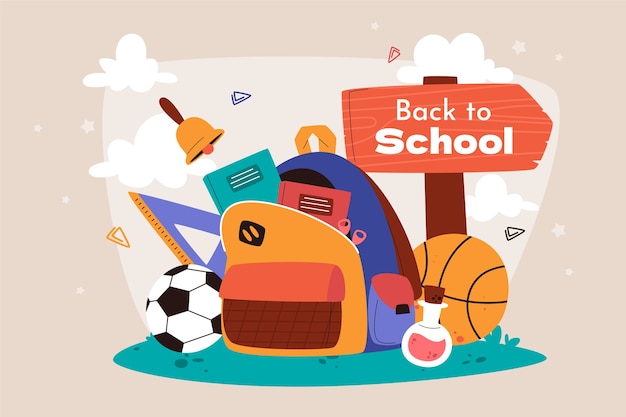 Free vector flat back to school background with school supplies