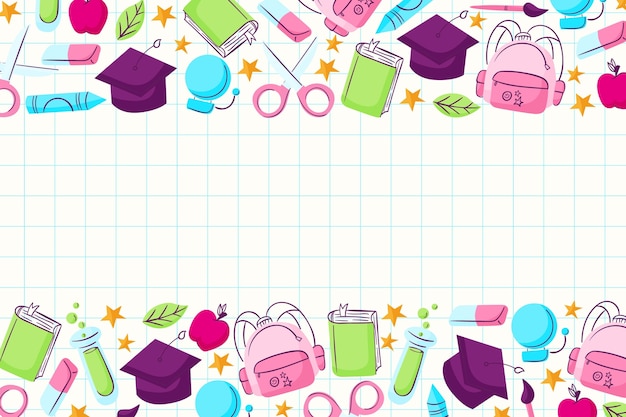 Free vector flat back to school background with supplies