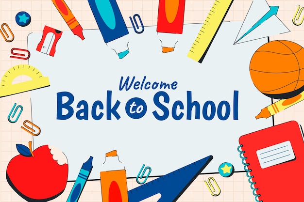 Free vector flat back to school background with supplies