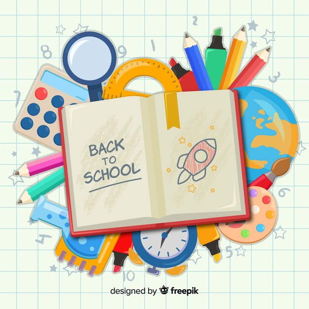 Flat back to school background