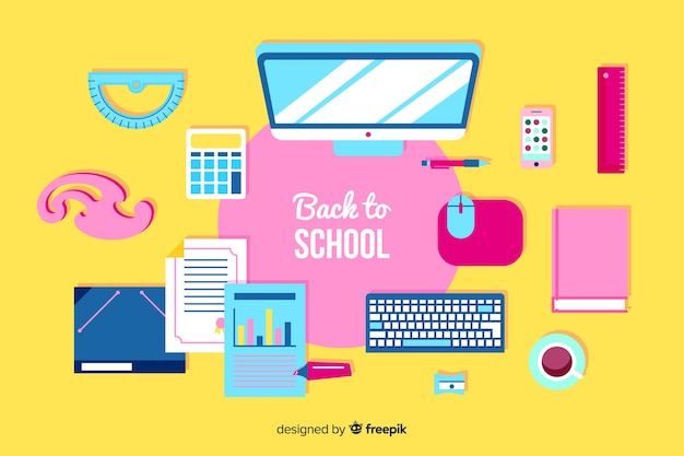 Flat back to school background