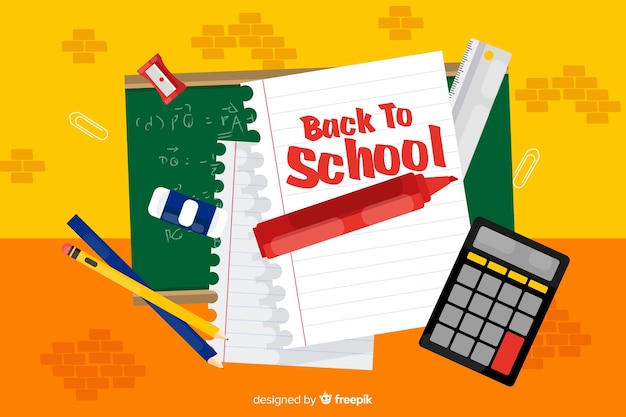 Flat back to school background
