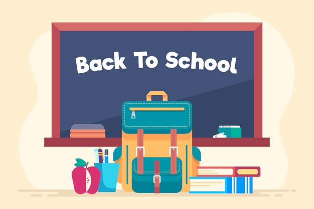 Flat back to school background