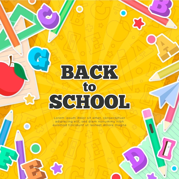 Flat back to school background