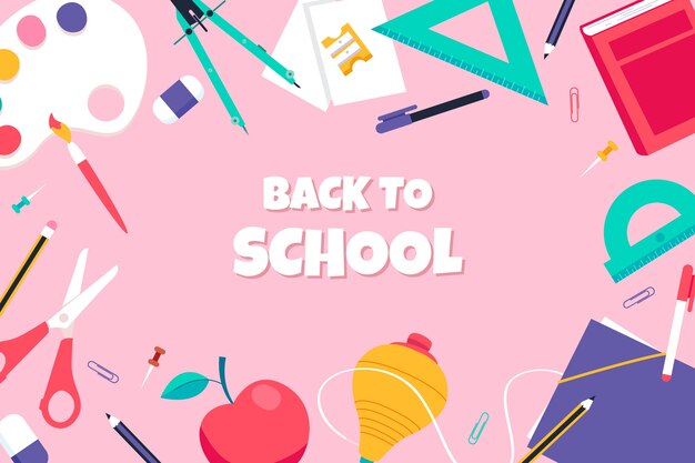 Flat back to school background