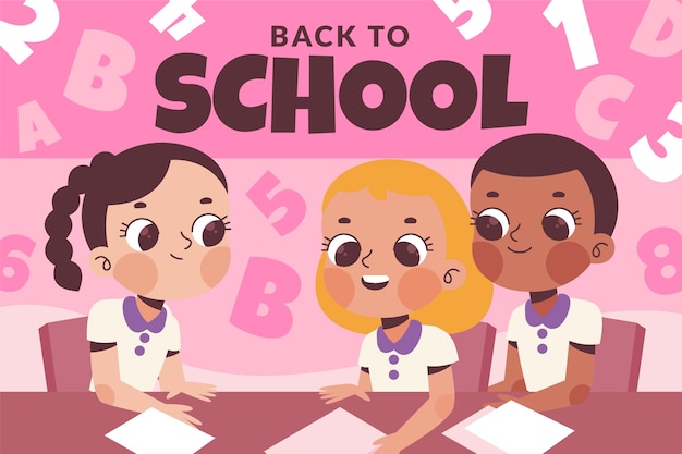 Flat back to school background