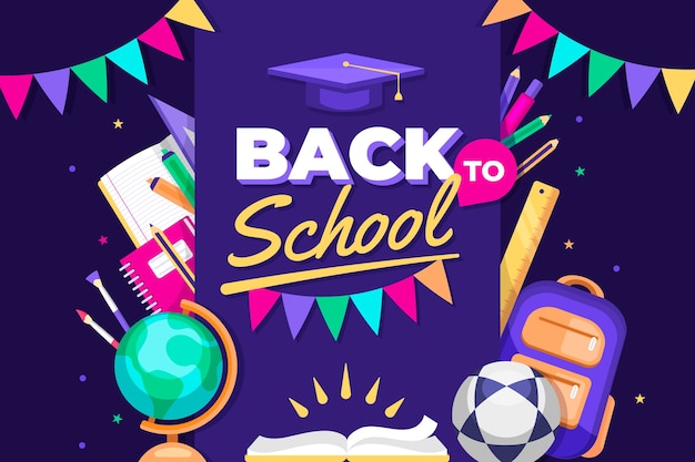 Flat back to school background