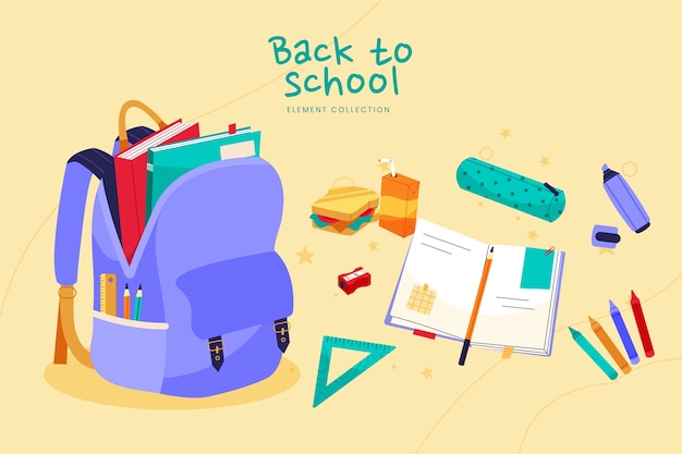 Flat back to school background