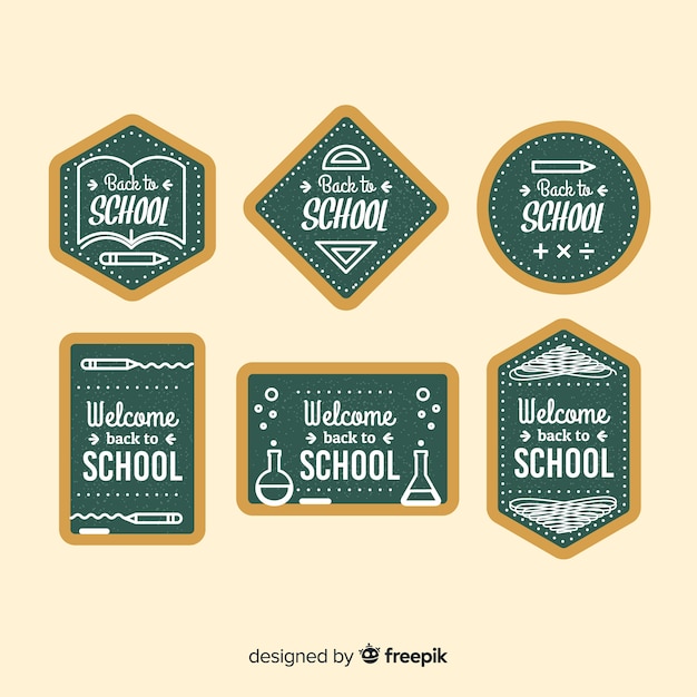 Flat back to school badge collection